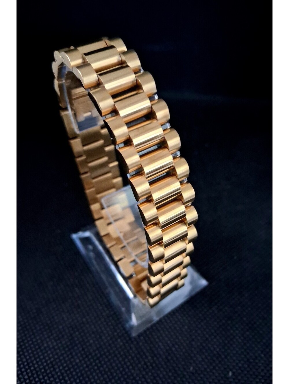 15mm Wide Real Gokd Plated Men's Watch Style‎ Stainless Steel Bracelet